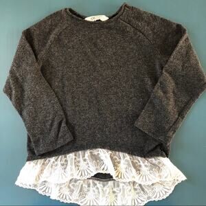 H&M Girls Sweater Lace Dark Gray Size 6-8